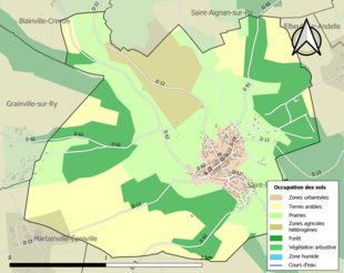 Barevná mapa znázorňující využití půdy.