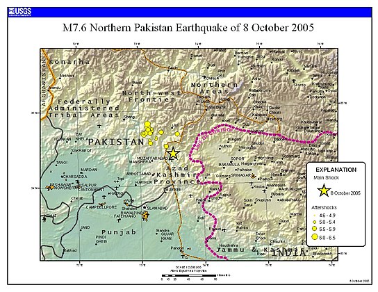Detaljekort over skælv og efterskælv