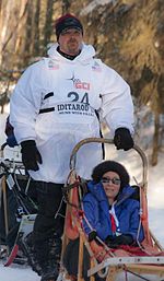 Aaron Burmeister lors du départ cérémoniel de l'Iditarod 2013