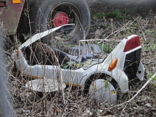 An abandoned Sinclair C5 in Fife, Scotland Abandoned Sinclair C5.jpg