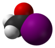 Spacefill model acetyljodidu