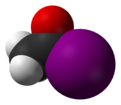 Spacefill model of acetyl iodide