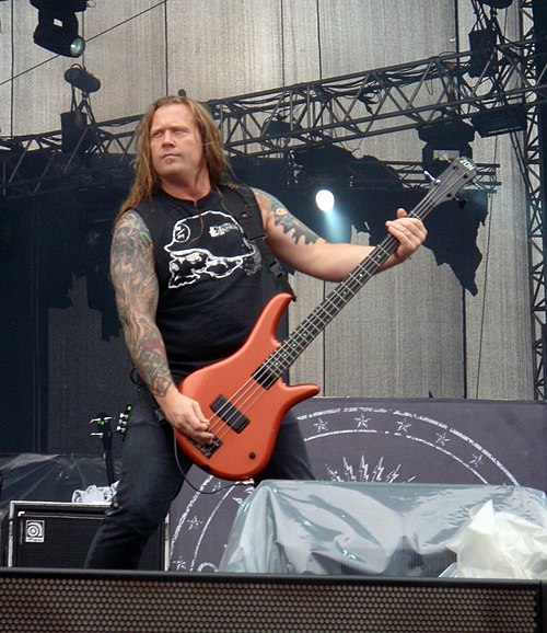 Adam Duce from Machine Head performing at 2009 Sonisphere Festival in Kirjurinluoto, Pori, Finland