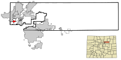 Location of the Twin Lakes CDP in Adams County, Colorado.