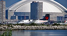 Air Ontario C-FGRM DHC-8-100 at Toronto Island Airport in 1999 Air Ontario C-FGRM.jpg