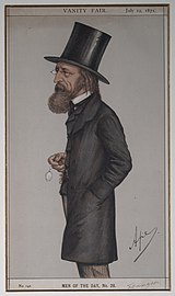 Captioned The Poet Laureate, caricature of Tennyson in Vanity Fair, 22 July 1871