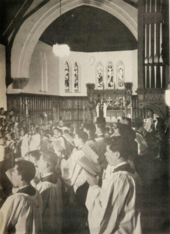 BCS Choir in Bishop's College Chapel 1889 BCS in BU Chapel 1889.png