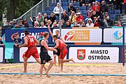 Deutsch: Beachhandball Europameisterschaften 2019 (Beach handball Euro); Tag 6: 7. Juli 2019 – Spiel um Platz Drei, Männer, Ungarn-Russland 2:0 (26:20, 23:22) English: Beach handball Euro; Day 6: 7 July 2019 – Men's Bronze Medal Match – Hungary-Russia 2:0 (26:20, 23:22)