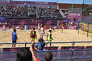 Deutsch: Beachhandball bei den Olympischen Jugendspielen 2018; Tag 4, 10. Oktober 2018; Jungs, Vorrunde, Gruppe A - Spanien-Venezuela 2:0 English: Beach handball at the 2018 Summer Youth Olympics at 10 October 2018 – Boys Preliminary Round Group A – Spain-Venezuela 2:0