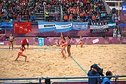 Deutsch: Beachhandball bei den Olympischen Jugendspielen 2018; Tag 5, 10. November 2018; Mädchen, Hauptrunde - Kroatien-Argentinien 1:2 English: Beach handball at the 2018 Summer Youth Olympics at 11 October 2018 – Girls Main Round – Croatia-Argentina 1:2