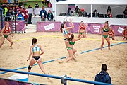 Deutsch: Beachhandball bei den Olympischen Jugendspielen 2018; Tag 5, 10. November 2018; Mädchen, Hauptrunde - Ungarn-Argentinien 1:2 English: Beach handball at the 2018 Summer Youth Olympics at 11 October 2018 – Girls Main Round – Hungary-Argentina 1:2