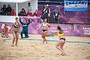 Deutsch: Beachhandball bei den Olympischen Jugendspielen 2018; Tag 5, 10. November 2018; Mädchen, Hauptrunde - Ungarn-Argentinien 1:2 English: Beach handball at the 2018 Summer Youth Olympics at 11 October 2018 – Girls Main Round – Hungary-Argentina 1:2