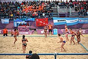 Deutsch: Beachhandball bei den Olympischen Jugendspielen 2018; Tag 5, 10. November 2018; Mädchen, Hauptrunde - Chinese Taipei (Taiwan)-Niederlande 1:2 English: Beach handball at the 2018 Summer Youth Olympics at 11 October 2018 – Girls Main Round – Chinese Taipei (Taiwan)-Netherlands 1:2