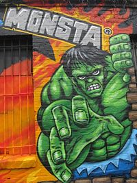 En graffitimålning i Berlin som föreställer Hulken.