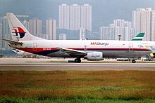 MASkargo Boeing 737-300F at Kai Tak Airport Boeing 737-3H6(F), MASkargo AN0205141.jpg