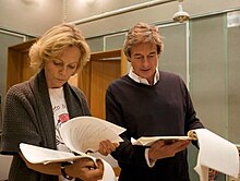 Jenny Seagrove and Nigel Havers rehearsing Brief Encounter.JPG