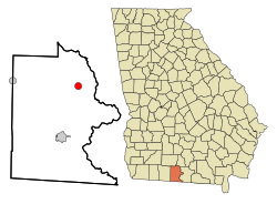 Location in Brooks County and the state of Georgia