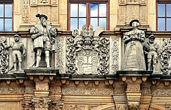 Details on the main gatehouse of Brzeg Castle that once belonged to Silesian Piasts