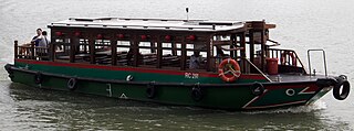A bumboat is a small boat used to ferry supplies to ships moored away from the shore. The name comes from the combination of the Dutch word for a canoe—