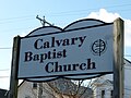 A sign for Calvary Baptist Church, located at 60 Hastings Street, Lowell, Massachusetts.