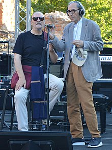 Battiato con Juri Camisasca durante le prove di uno degli ultimi live, 2016