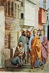 Cappella brancacci, San Pietro risana gli infermi con la sua ombra (restaurato), Masaccio.jpg