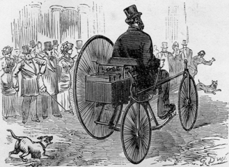 Gustave Trouvé's personal electric vehicle (1881), the world's first publicly presented full-scale electric car powered by an improved Siemens motor