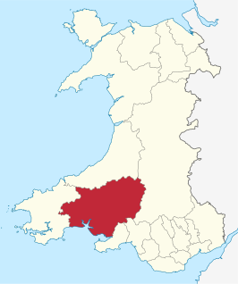 Kaart van Carmarthenshire principal areaSir Gaerfyrddin