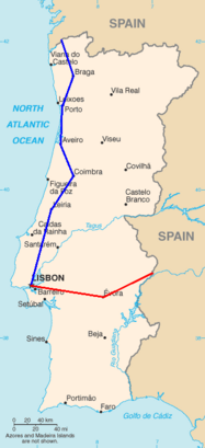 Carte lignes à grande vitesse prévues Portugal