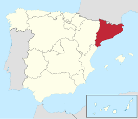 加泰羅尼亞在西班牙的位置
