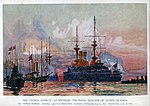 Thumbnail for File:Charles Edward Dixon HMS Prince George 1895 Majestic class pre-dreadnought battleship.jpg