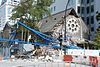 The collapsed tower after the February 2011 Christchurch earthquake