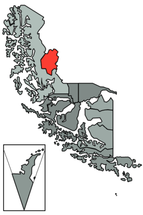 Lage der Kommune Torres del Paine, in der sich der Nationalpark befindet
