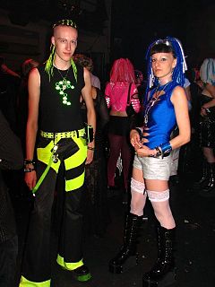 Cybergoth is a subculture that derives from elements of goth, raver, and rivethead fashion. Unlike traditional goths, Cybergoths primarily listen to electronic music more often than rock music.