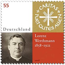 selo dedicado a Lorenz Werthmann co logo e a súa fotografía