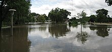 The South Branch Kishwaukee River near the Northern Illinois University Art Building, DeKalb, August 24, 2007