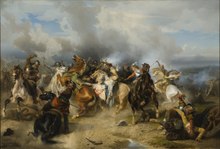Death of King Gustav II Adolf of Sweden at the Battle of Lützen (Carl Wahlbom) - Nationalmuseum - 18031.tif