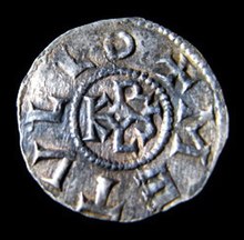 Reverse of the Aachen silver penny with signum manus Denar Aachen RS.jpg