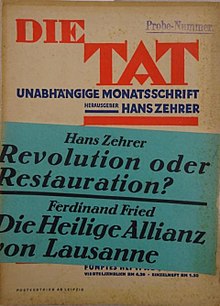 Die Tat. Monatsschrift zur Gestaltung neuer Wirklichkeit. August 1932.jpg