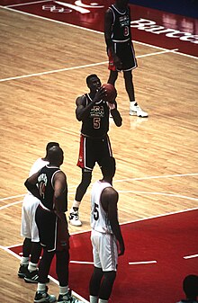 David Robinson shoots a free throw to help secure the gold medal for the United States "Dream Team". Dream Team at the 1992 Summer Olympics.JPEG