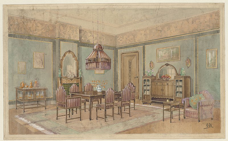 File:Eetkamer met kastje met oranje servies, RP-T-2013-34-7.jpg