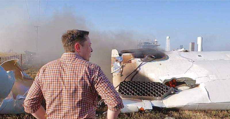 File:Elon Musk overlooking the remains of F9R (36411051713).jpg