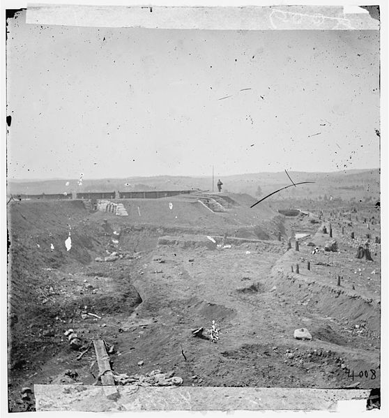 The north west-bastion of Fort Sanders view from the north which was the focus of the Confederate attacks, photographed in 1864