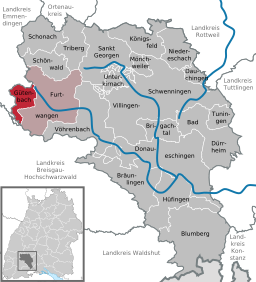 Läget för Gütenbach i Schwarzwald-Baar-Kreis