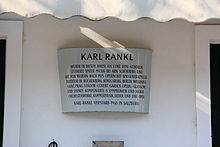 Gedenktafel an seinem Geburtshaus in Gaaden