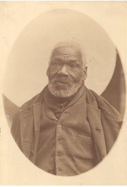 The only known photograph of a Black Refugee, c. 1890. During the war, a number of African Americans slaves escaped aboard British ships, settling in Canada (mainly in Nova Scotia) or Trinidad. Gabriel Hall, Nova Scotia.png