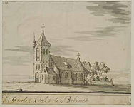 Groote Kerk, Brevoort 1687-1727. Pen and brush, grey wash. 15.6 × 19.8 cm (6.1 × 7.7 in). Arnhem, Gelders Archief.