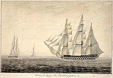 Suckling commanded HMS Triumph as a guard ship from 1771 to 1773 HMS Triumph 1764.jpg