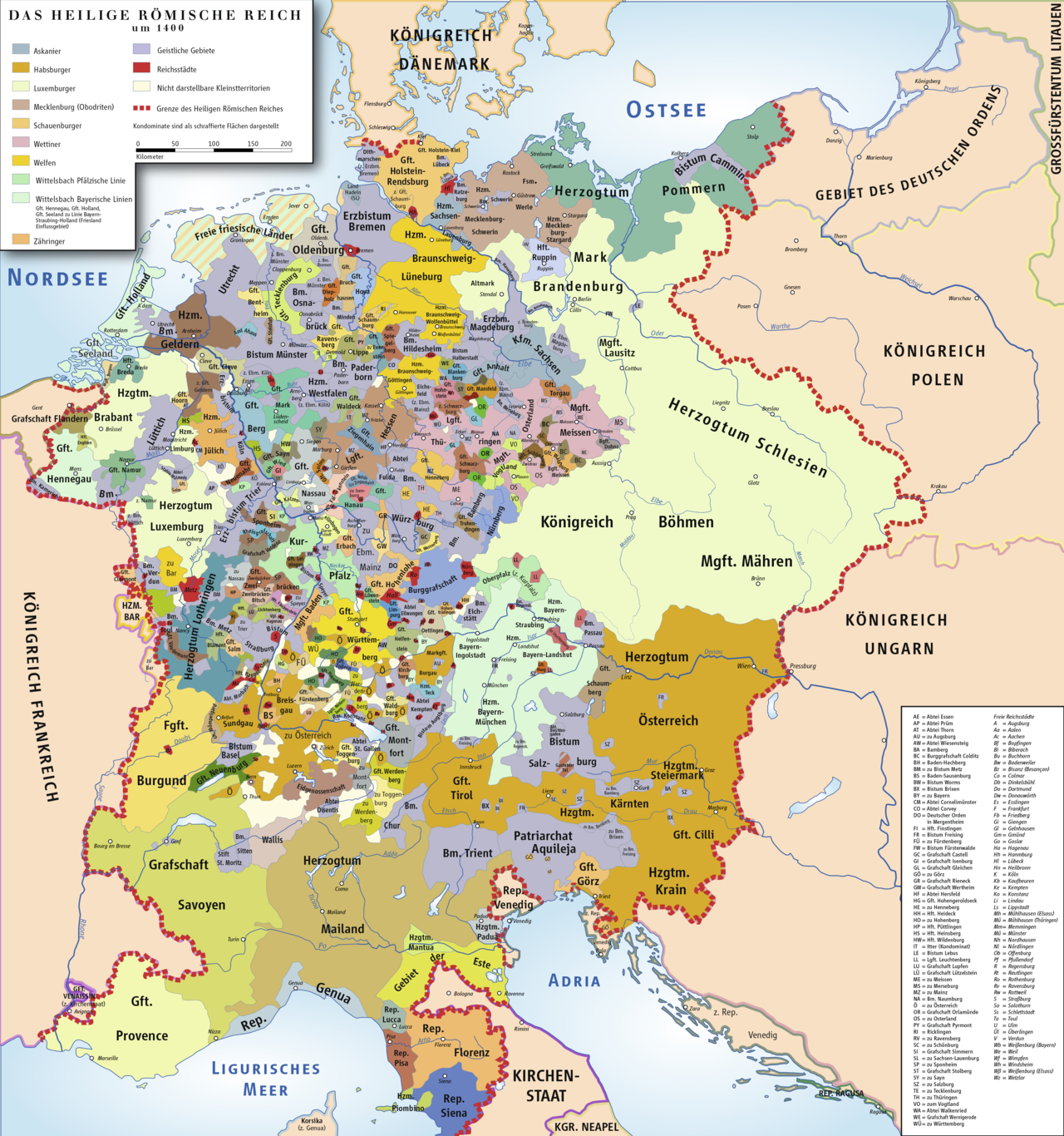 The Holy Roman Empire, 1400 C.E. [1280x1367] : MapPorn