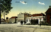 1920年的蒂爾堡舊車站。於1961年被拆除。